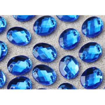 Oval Flat Back Glass Beads with Holes